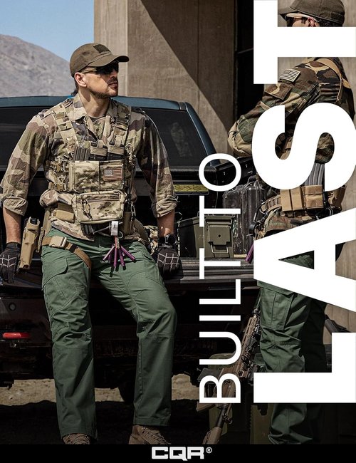 CQR Men's Tactical Pants - Lightweight Water Resistant Ripstop Cargo for Outdoor Work & Hiking