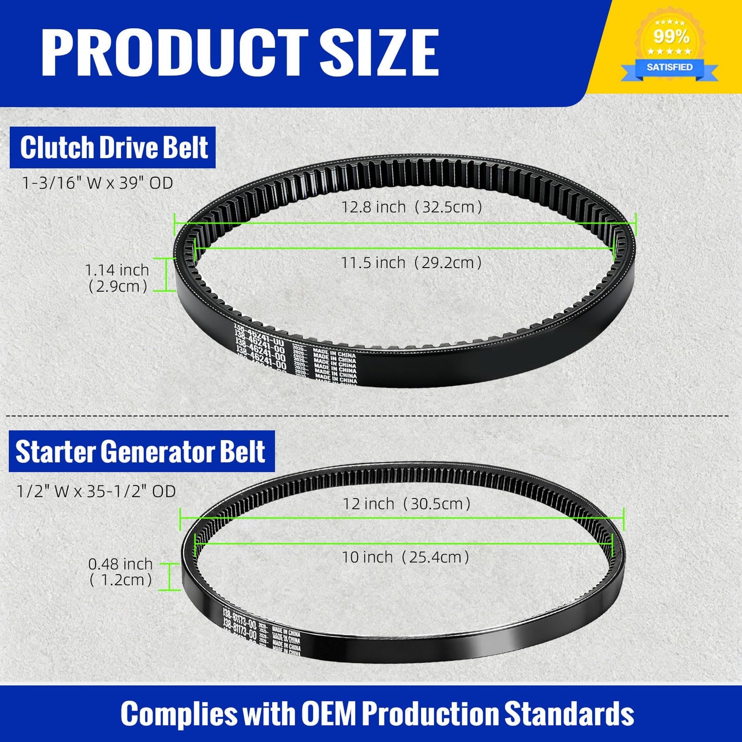 Roykaw Golf Cart Drive & Starter Generator Belt Compatible with Yamaha G2-G29 4-Cycle J55-G6241-00-00, JN6-H1173-00 G16 to G22 & Drive 2012.5 & Newer