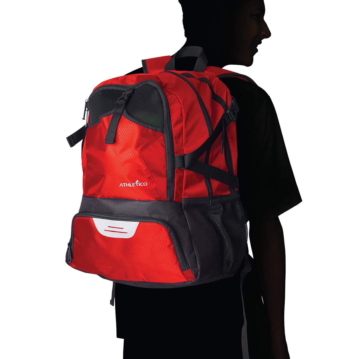 Athletico National Soccer Bag - Backpack for Soccer, Basketball & Football Includes Separate Cleat and Ball Holder (Red)