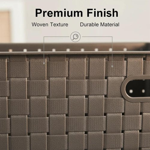 Bekith Woven Plastic Storage Baskets - 9 Pack Organizing Bins for Toys & Accessories | 10" L x 7" W x 4.4" H, Grey