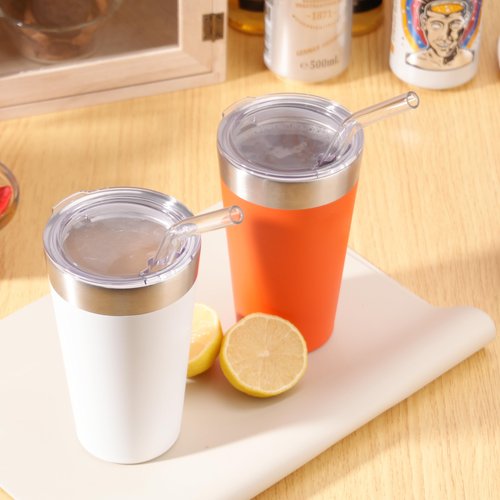 LUVCOSY 2PCs Cup Replacement Lids with 2 PCs Drinking Glass Straw Compatible with Stanley 16oz Adventure Stacking Beer Pint/Metal Drinking Tumbler, Stanley Beer Tumbler Accessories (Cup NOT Included)