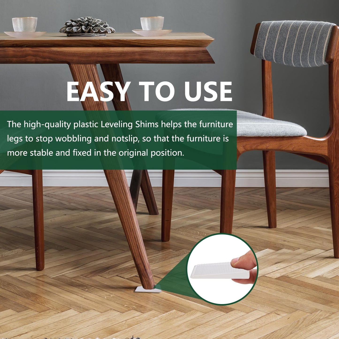 Furniture Levelers, Flexible Plastic Shims Furniture Leveling Wedge Shims Anti-Wobble Pad for Chair Table Couch Bed Toilet for Home Improvement (Clear, 20 Pack)