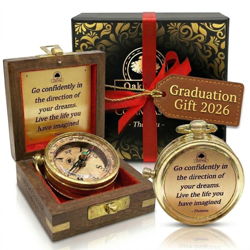 The Dream Chaser Compass - Go Confidently -2026 Unique Graduation Gifts for Him, College, High School, Cool Birthday Gift Idea for Son, Boys, Motivational Greeting Card Included