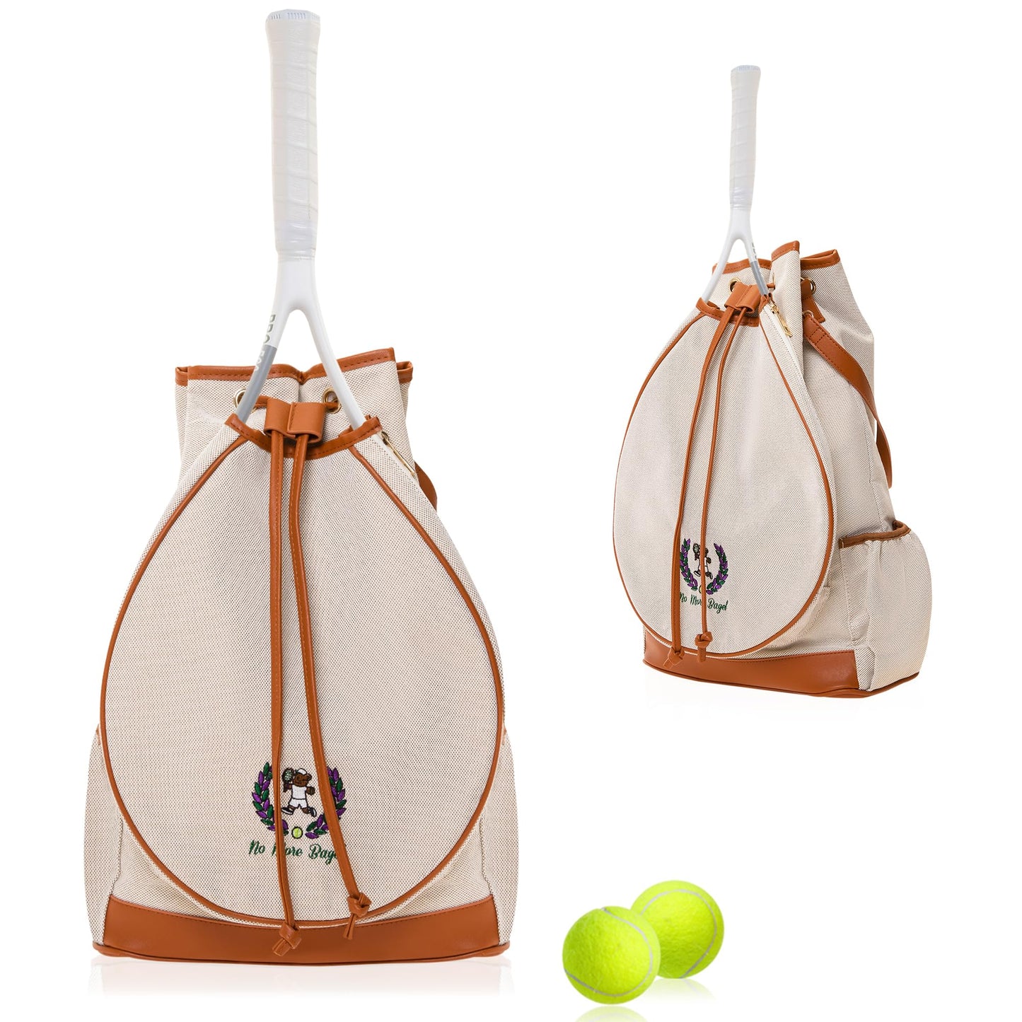 Mini Momo Tennis Bag for Women Racket Tote, Stylish Backpack - Unisex Racquet Sports Pickleball Bag Convertible Shoulder, Crossbody Strap Large Compartment (Backpack - Racket Bear Edition)