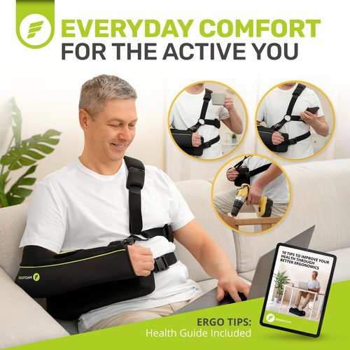 ErgoFoam Shoulder Sling with Abduction Pillow - Premium Abduction Sling Designed for Athletes - Arm Sling Shoulder Immobilizer With Pillow (Right)