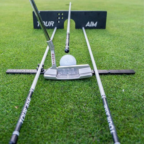 Tour Aim + Alignment Stick Adapter — Perfect Your Aim, Alignment, Face Angle, and Ball Position. Use Real Golf Tees of Mats.
