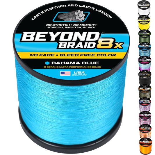 Beyond Braid Braided Fishing Line - Bahama Blue 8X - No Fade/150Yards/20LB