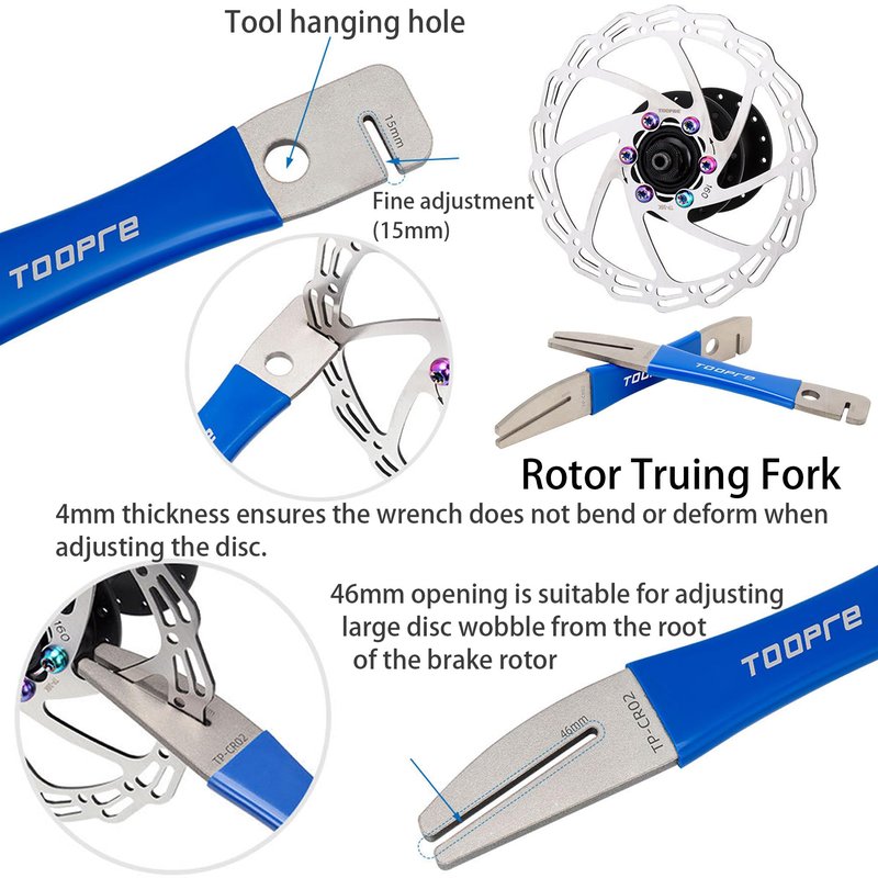 TIKBRO Hydraulic Piston Press for Bicycle Disc Brakes Repair Tool Kit 4-piece Set Rotor Truing Fork Rotor Adjustment Tool Disc Brake Gap Regulator Bike Disc Alignment Tool