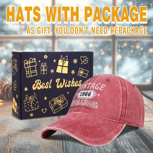 Happy 60th Birthday Gifts for Women Man Vintage 1966 Baseball Cap Funny Gifts Ideas Red