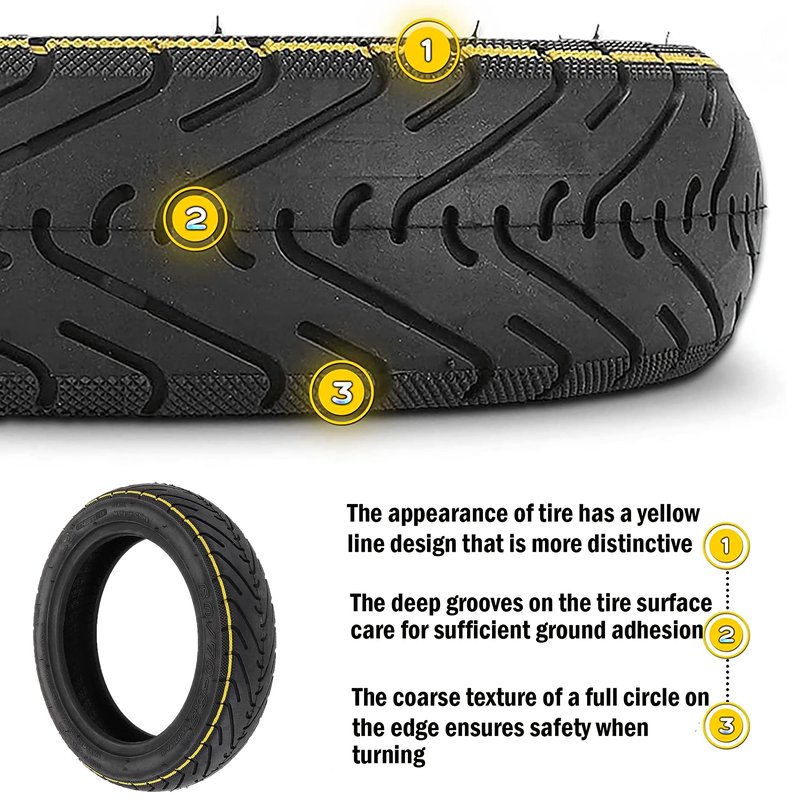 YBang 60/70-6.5 tubeless tire with valve for Segway Ninebot Max G30 / G30P / G30LP electric scooter solid rubber tires 10-inch anti-slip explosion-proof tires (1 Pce)