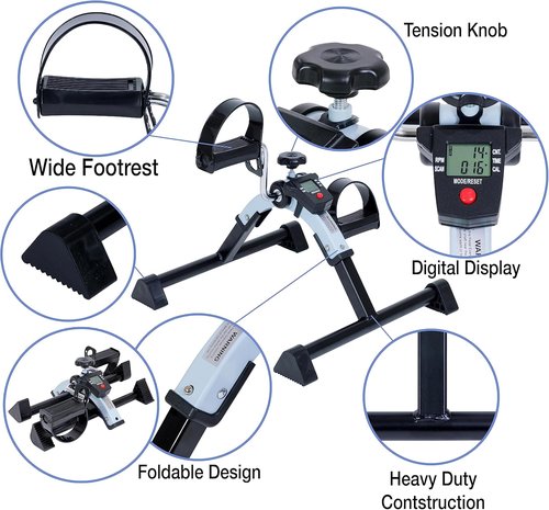 iLiving Under Desk Bike Pedal Exerciser - Portable Mini Bike for Legs & Arms Workout | Fully Assembled with LCD Display (Blue)