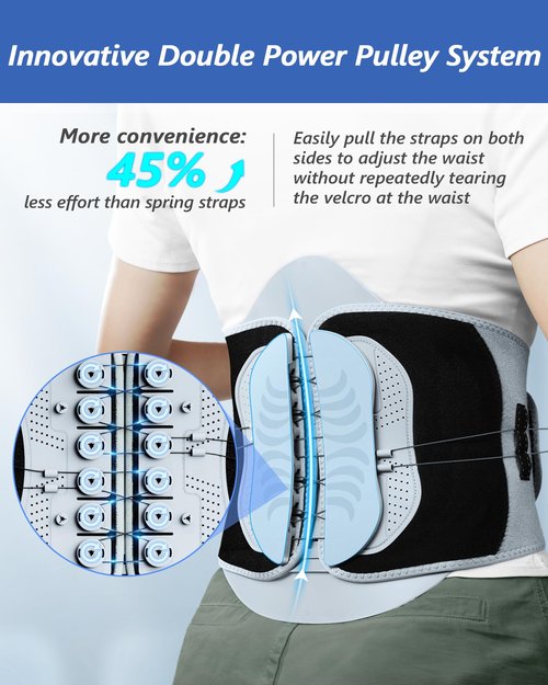 Back Brace for Lower Back Pain Relief with Pulley Support System, Adjustable Lumbar Support Belt with Lumbar Panel, Breathable, Strong Support Design For Herniated Disc, Sciatica, Scoliosis (Large)
