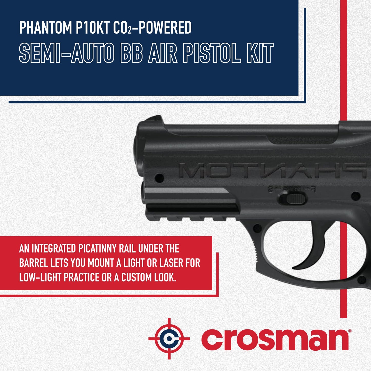 Crosman P10KT CO2 BB Pistol Kit - 20-Round Mag - 480 FPS - Black