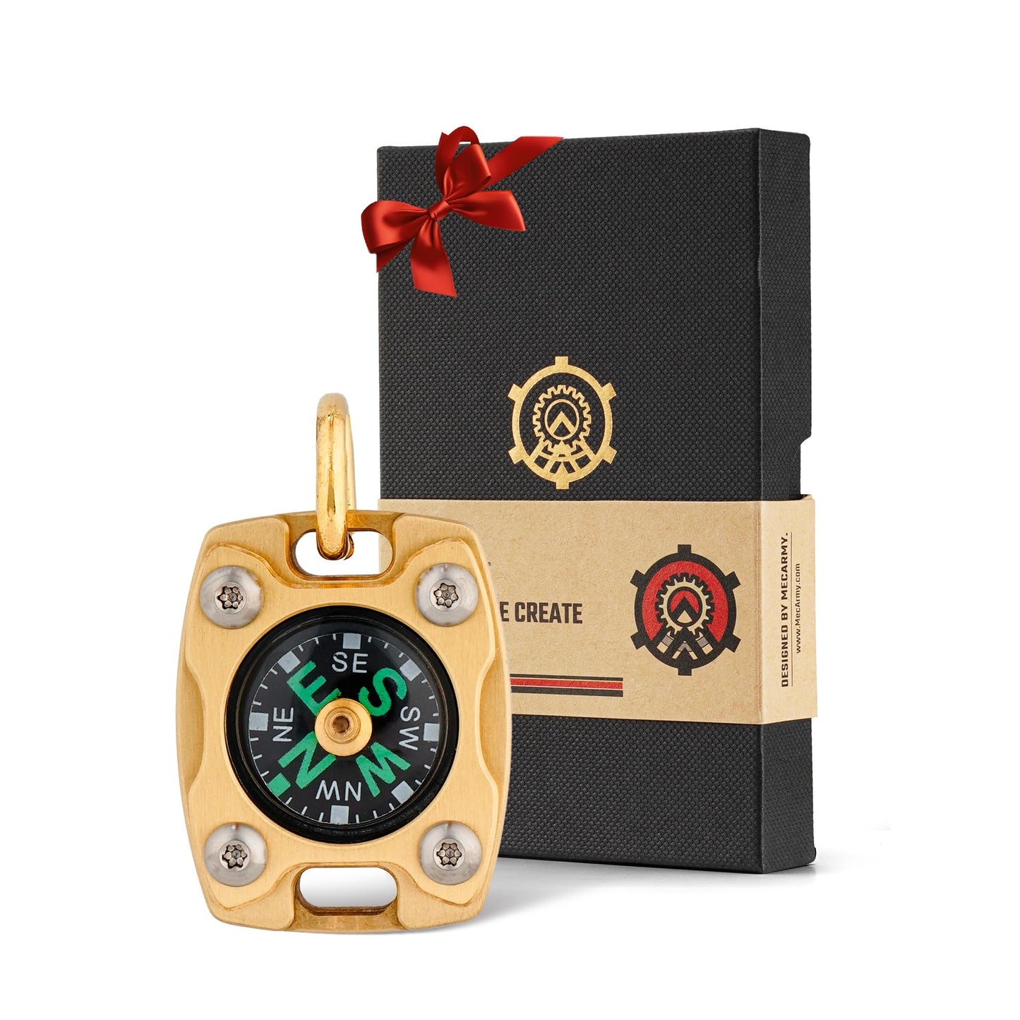 MecArmy Mini Titanium/Brass Compass, Waterproof IPX5 Pocket Compass for Hiking & Survival, Keychain & Necklace Gifts for Men & Women, Ideal Graduation & Outdoor Adventure Present
