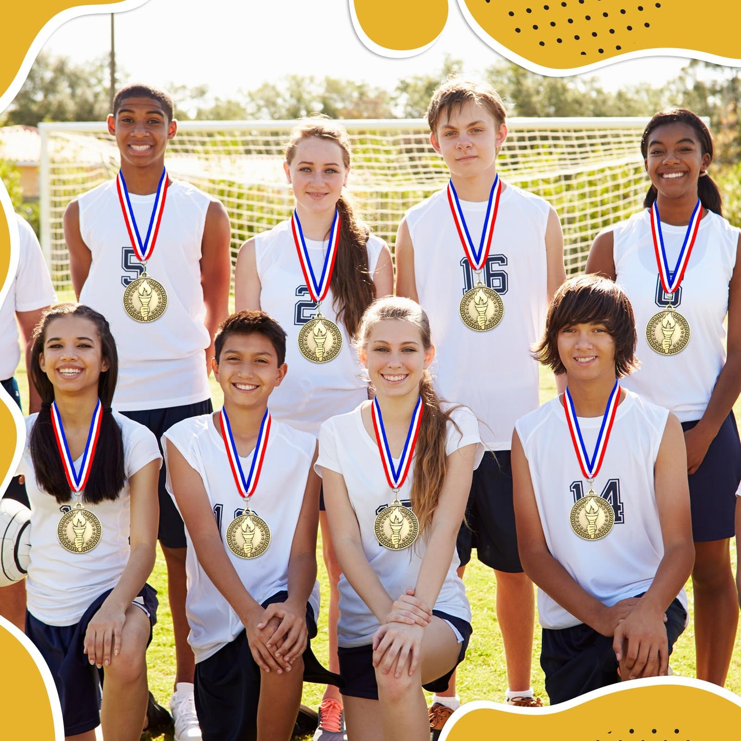 Remuuly 30 Pcs Gold Medals Bulk 2'' Basketball Soccer Baseball Volleyball Football Lacrosse Kickball Cheer Bowling Trophy Medals for Awards for Sports Participation Winner Gift(Gold,Torch)