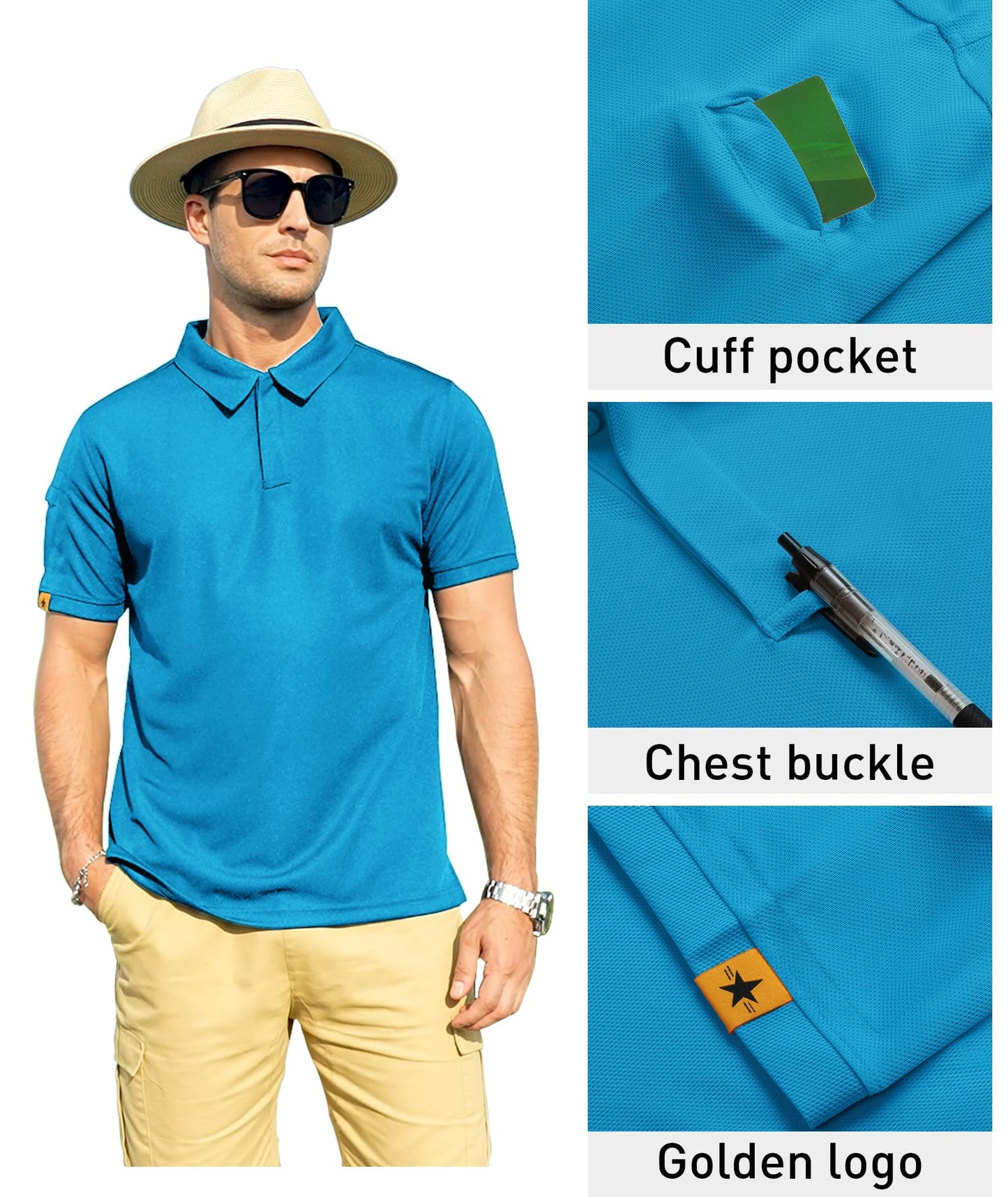 ZITY Mens Polo Shirt Short Sleeve Sports Tactical T-Shirt Athletic Golf Polos Daily Casual Stylish Collared Shirts for Men Bluegreen 4X-Large