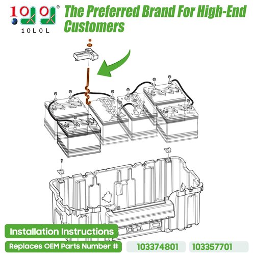 10L0L Golf Cart Battery Hold Down Rod Kit with Lock Nuts, 2 Pack S-Type Battery Tie Down Rods for Club Car Precedent Electric 2008.5-Up, Replaces OEM 103357701 103374801 1014555