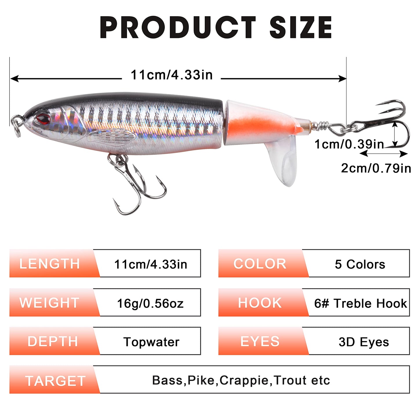 Bass Fishing Lures Set,Plopping Minnow Lure with Floating Rotating Tail Freshwater Artificial Hard Baits Swimbait Slow Sinking Lures for Trout Pike Walleye