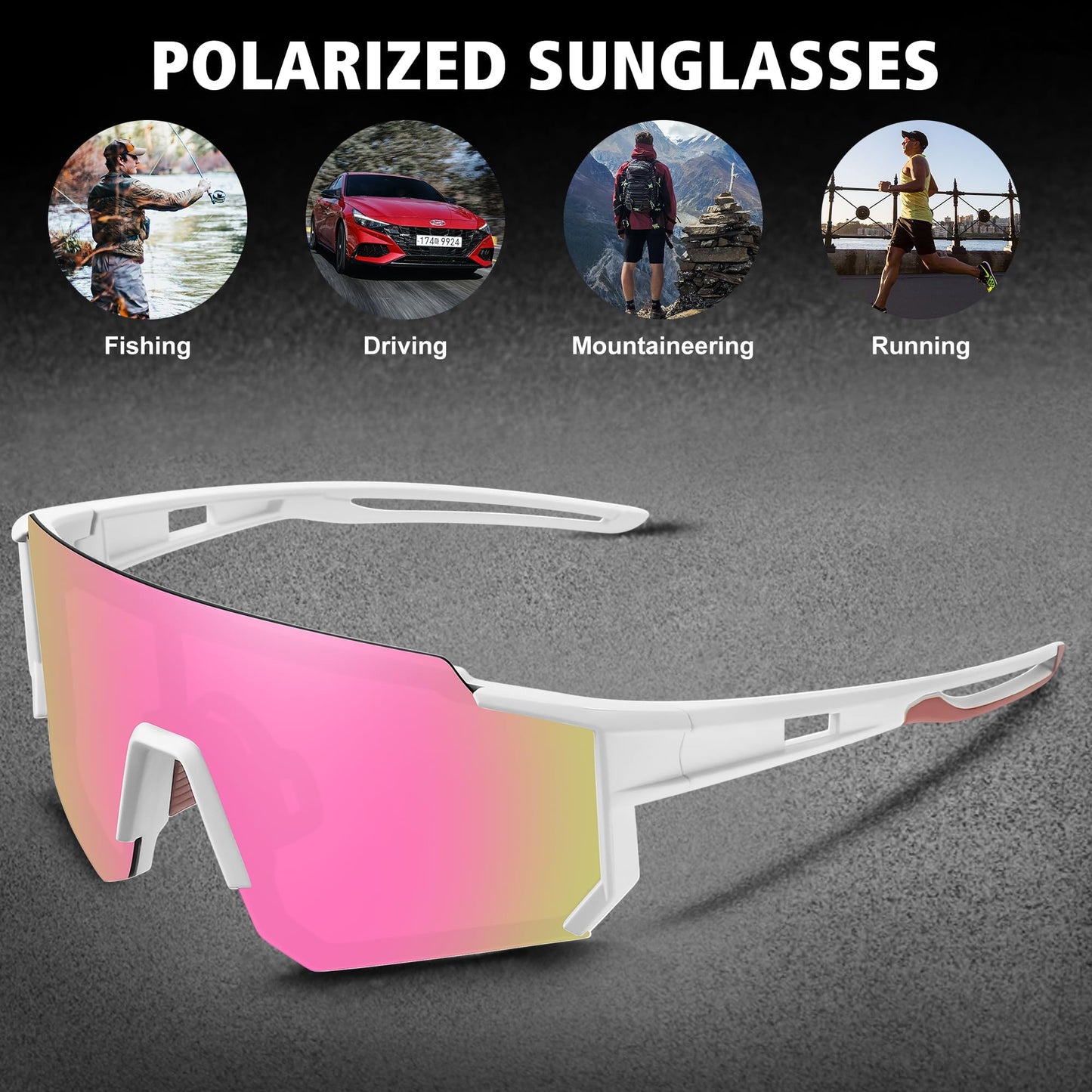 KGHEUQF Kids Youth basball Sunglasses For Boys Girls Ages 3-12,Polarized Sunglasses For Baseball, Softball And Cycling UV Protection (Pink)