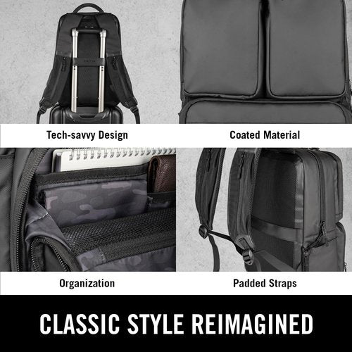 Kenneth Cole REACTION Travel Laptop Backpack - 17-Inch Coated Polyester, Stylish Black Design