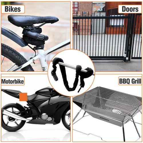 Bicycle Chain Lock – 5 Position resettable Combination Heavy-Duty Anti-Theft Bicycle Lock, 47In,Hardened Steel Square Links,High Security Keyless，Easy to use for E-Bike, Motorcycle, Scooter, Gate ﻿