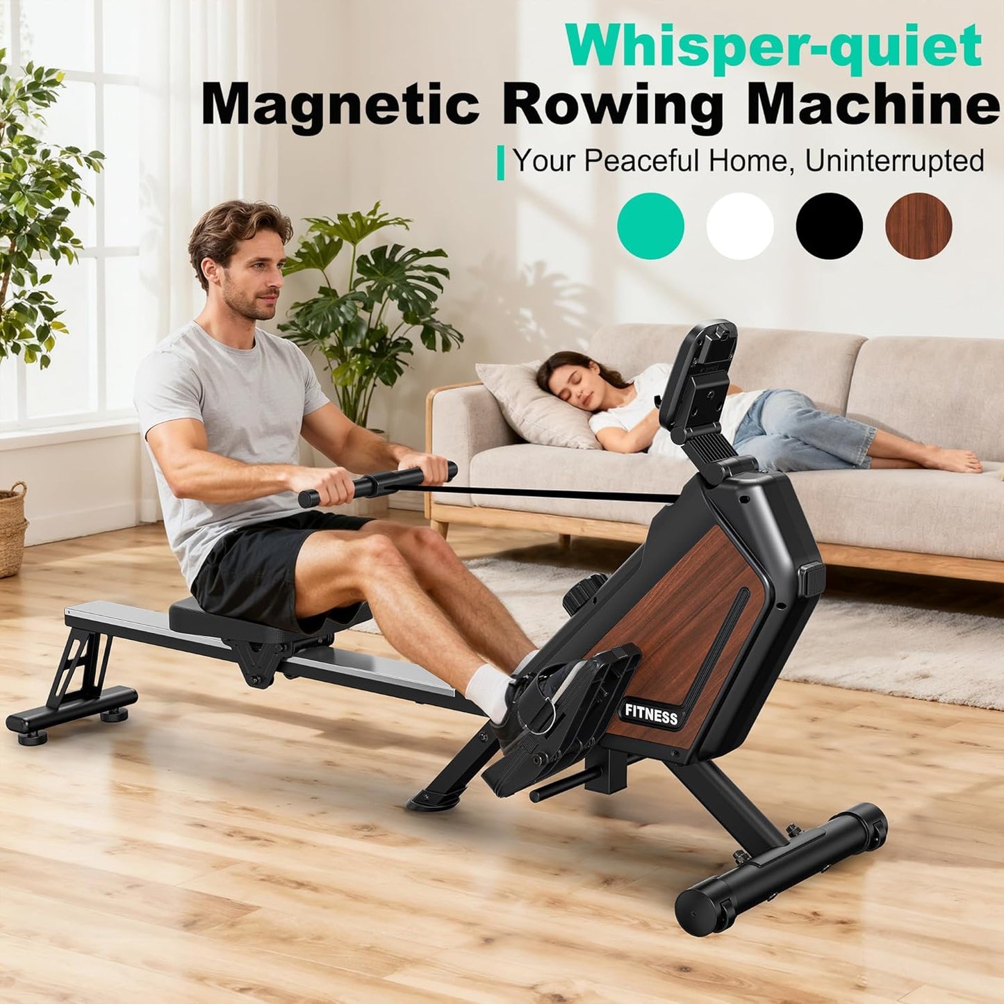 Rowing Machine - Magnetic Rower with 16 Resistance Levels | Quiet Home Cardio Trainer, APP Connection, 160 kg Capacity