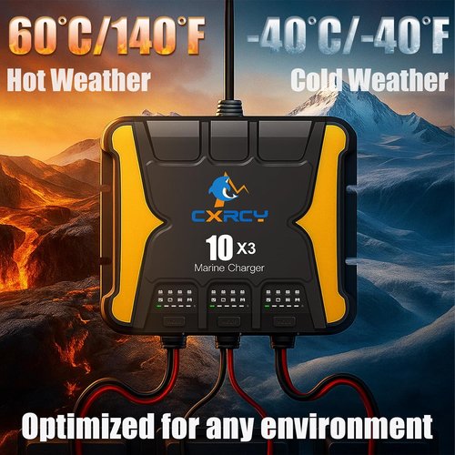 3 Bank Battery Charger 12V | 30A Waterproof Marine Charger & Maintainer for SLA/AGM, Lithium, Calcium & Deep-Cycle Batteries