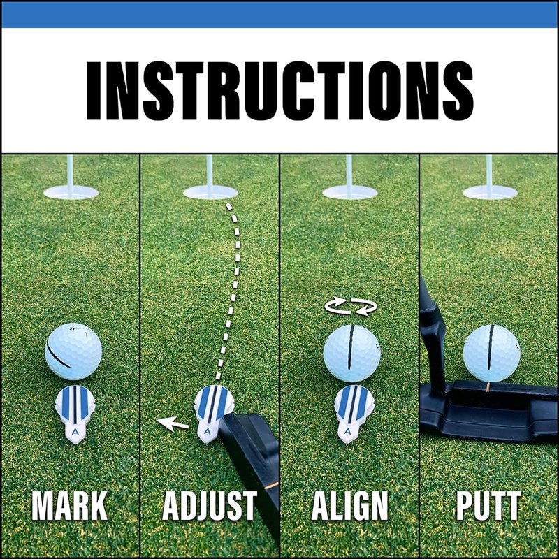 Alignment Ball Mark - Putting Alignment Aid Tool - Golf Ball Marker - Rotate to Aim - Golf Gift Accessory for Men & Women Golfers - USGA Compliant - Blue
