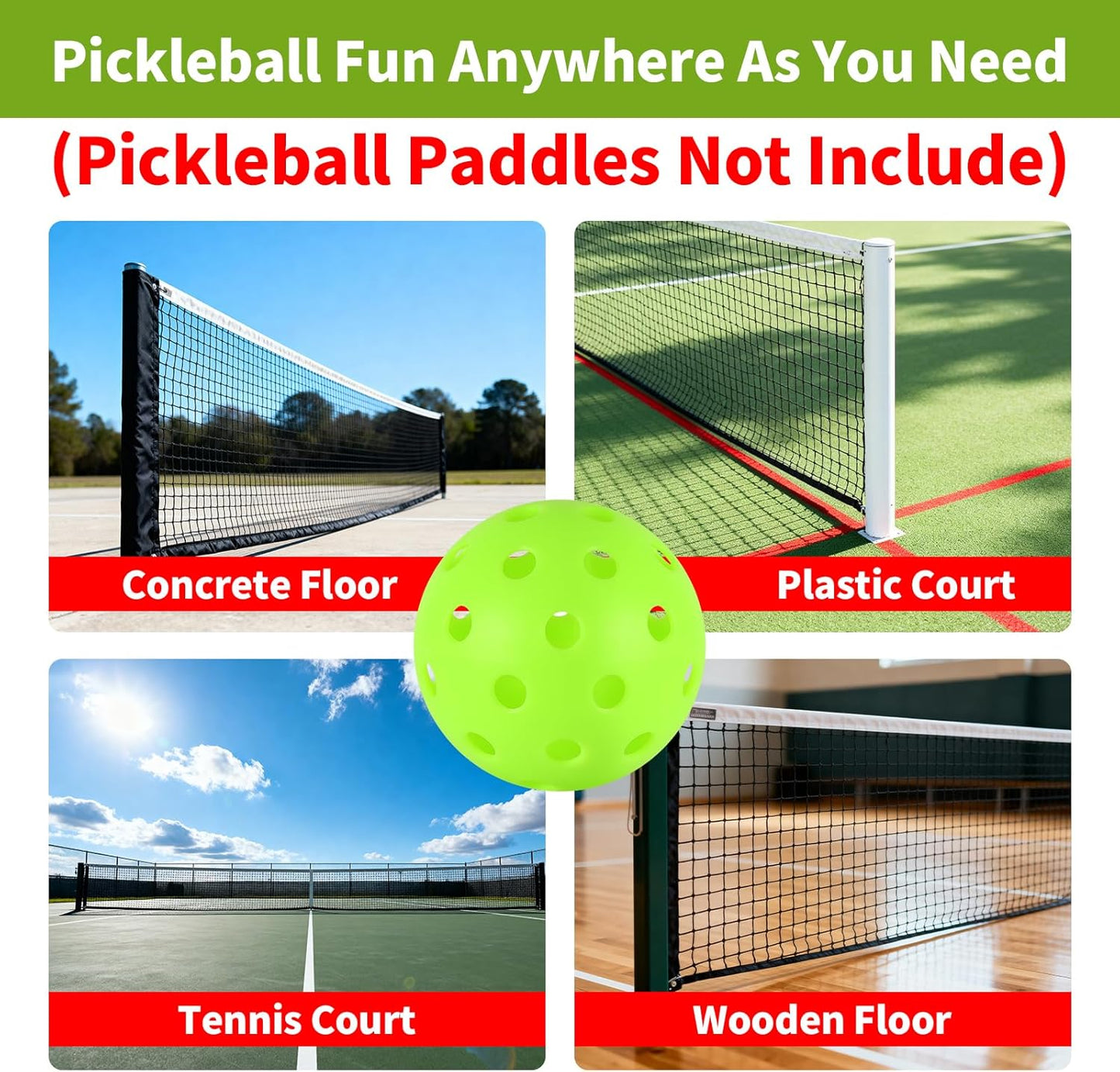 Skiennix Pickleball Balls - 40 Hole Precision Drilled Set for Indoor & Outdoor Play | 12 Pack