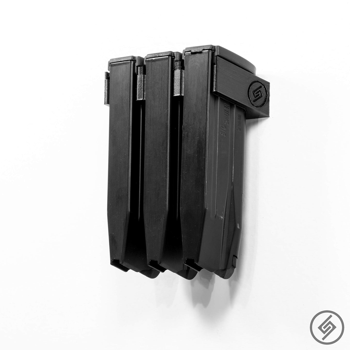 Spartan Mount Compatible with Sig P250 P320 Magazine | Pistol Mag Wall Display Storage Organization System | Unique Low Profile Design | Gun Safe Wall Garage | Gun Room Mounting Solution