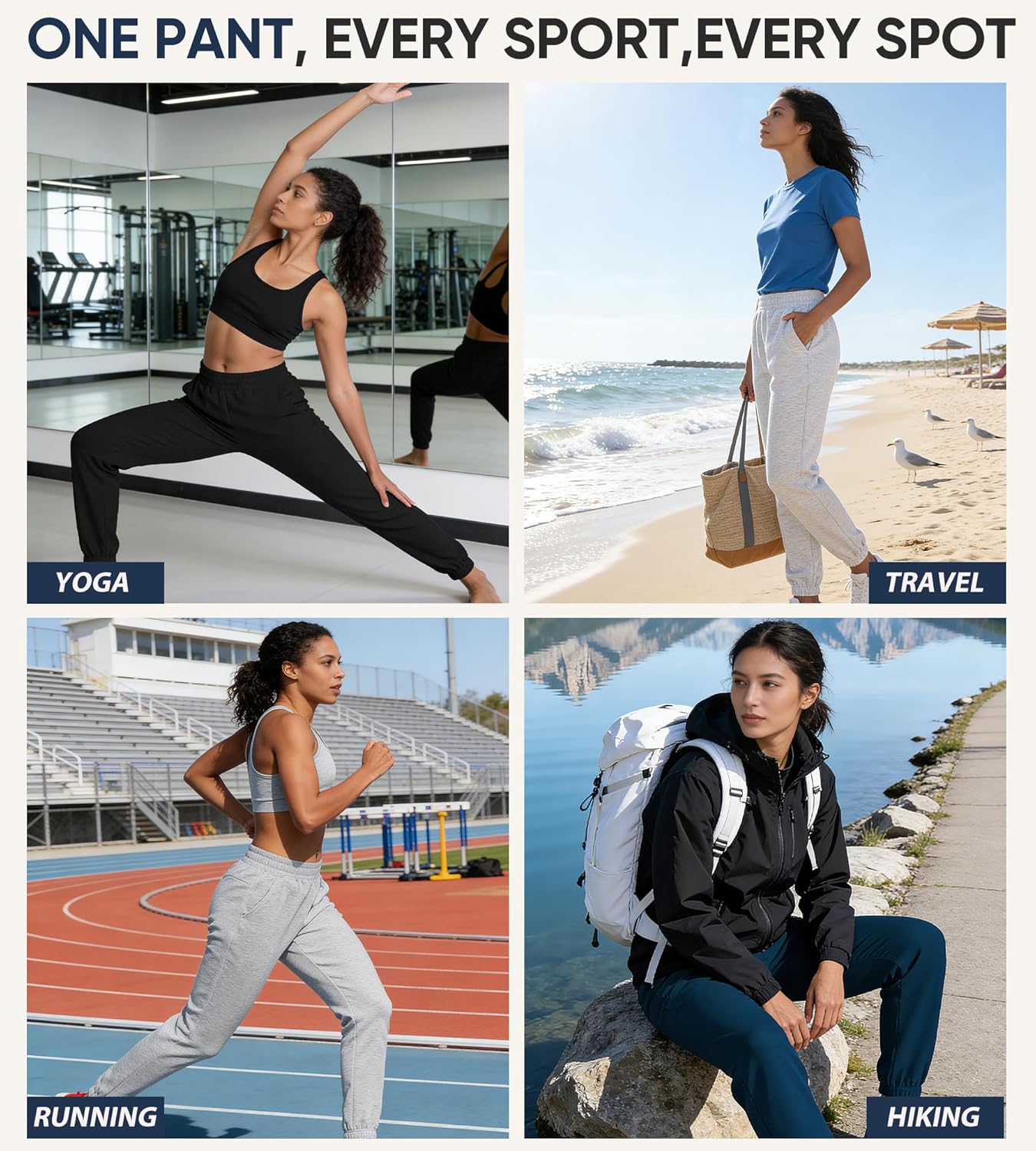 Meridiana Women's Joggers - High Waisted Comfy Athletic Yoga Pants for Gym & Running