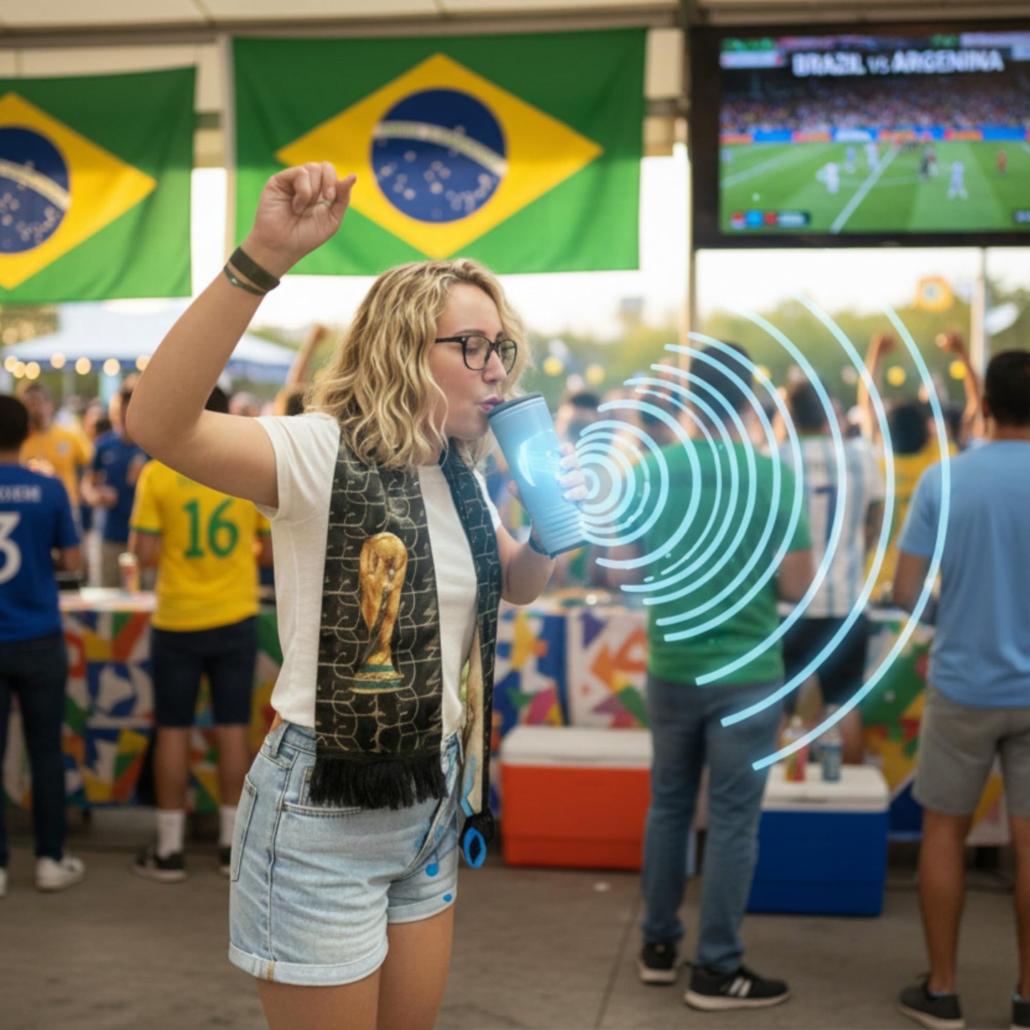 Official FIFA World Cup 2026 Edition - Host Country USA's 24oz Insulated Vuvuzela Rowdy Tumbler & Built In Horn - Premium 18/8 Stainless Steel - Handwash Only - Keep Beverages Hot 12 hr / Cold 24 hr