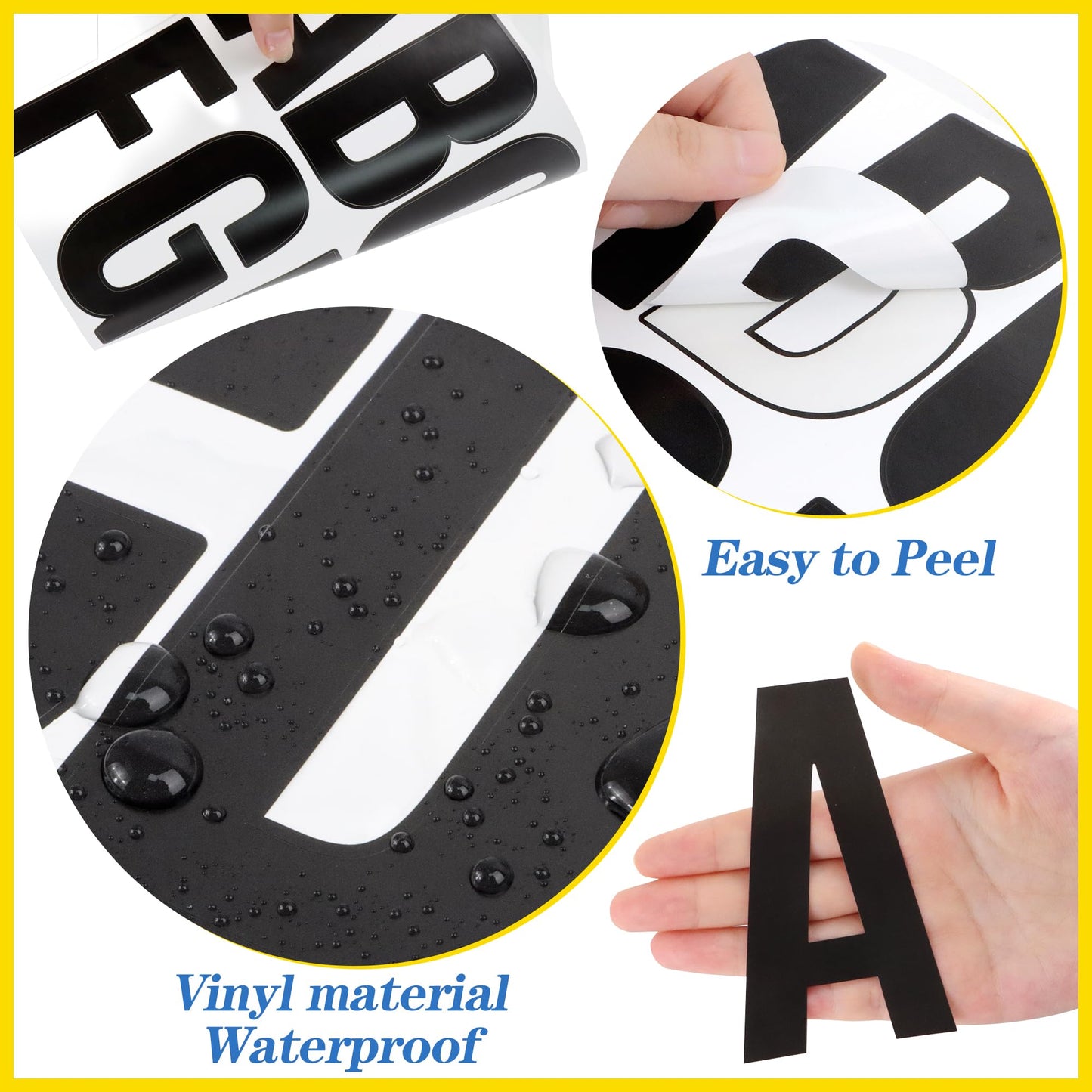 24 Sheets Letter Stickers 252Pcs Mailbox Numbers Large 4 Inch Vinyl Alphabet Numbers Stickers Big Self-Adhesive Waterproof Bulletin Post Board Letters for Mailbox Door Window Sign Home Address (4Inch)