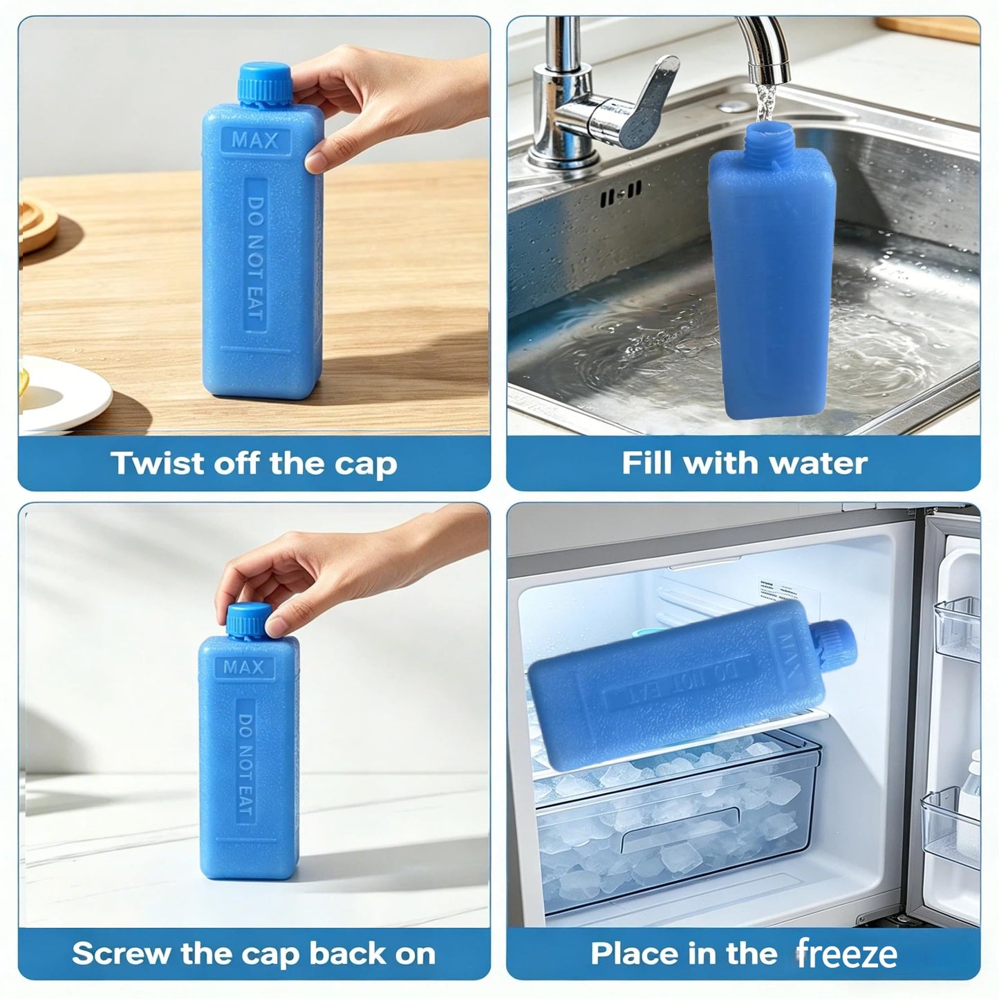 VOSCHOIX Ice Packs for Air Conditioner Coolers, 8pc Reusable Ice Freezer Blocks Cooler Freezer Blocks for Lunch Boxes, Camping, Picnics, Beach, Fishing, Outdoor Sports