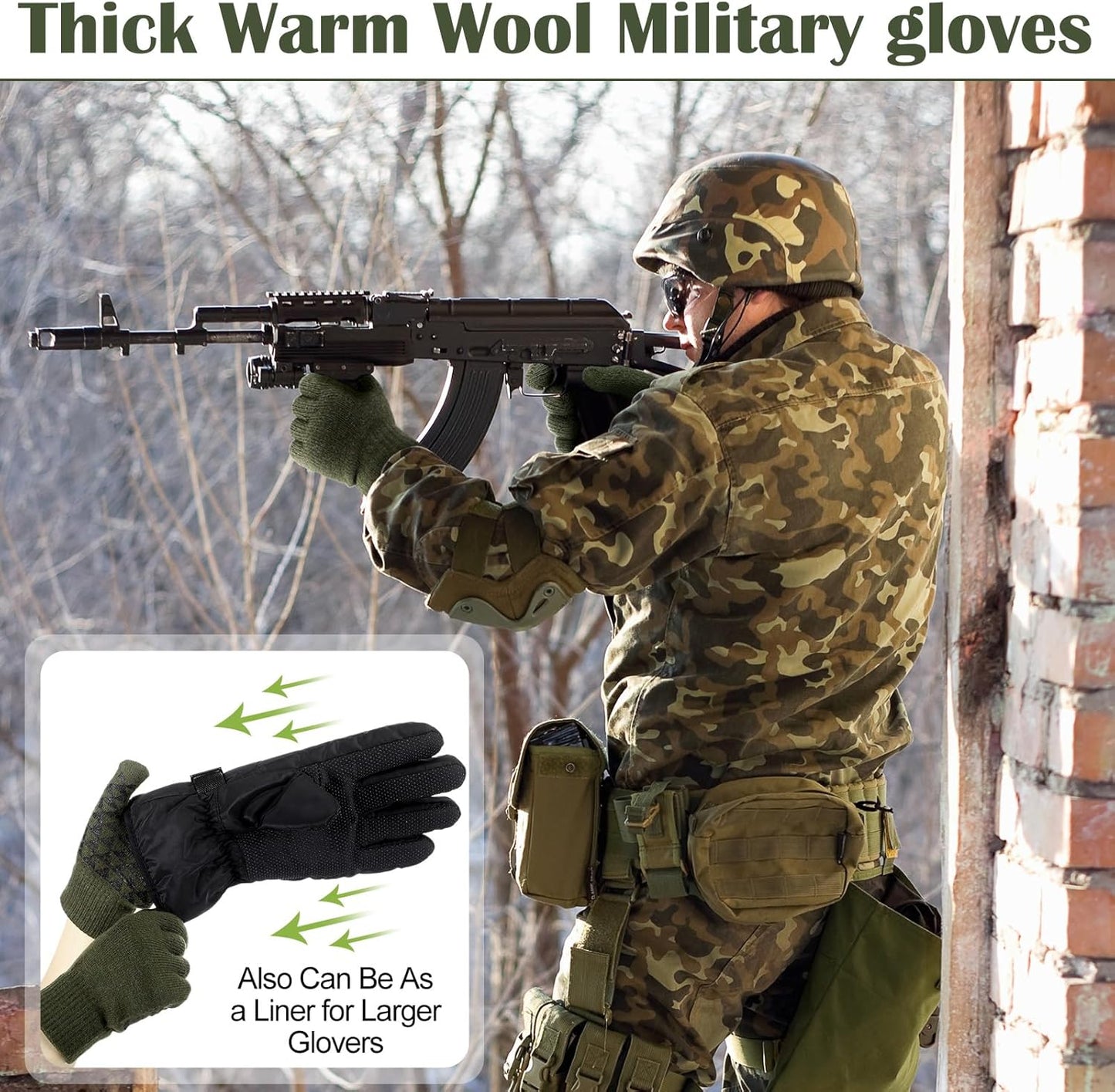 Regine Switzerland Men's Wool Gloves - Non-Slip Grip for Cold Weather | 4 Pairs for Tactical Skiing & Hunting
