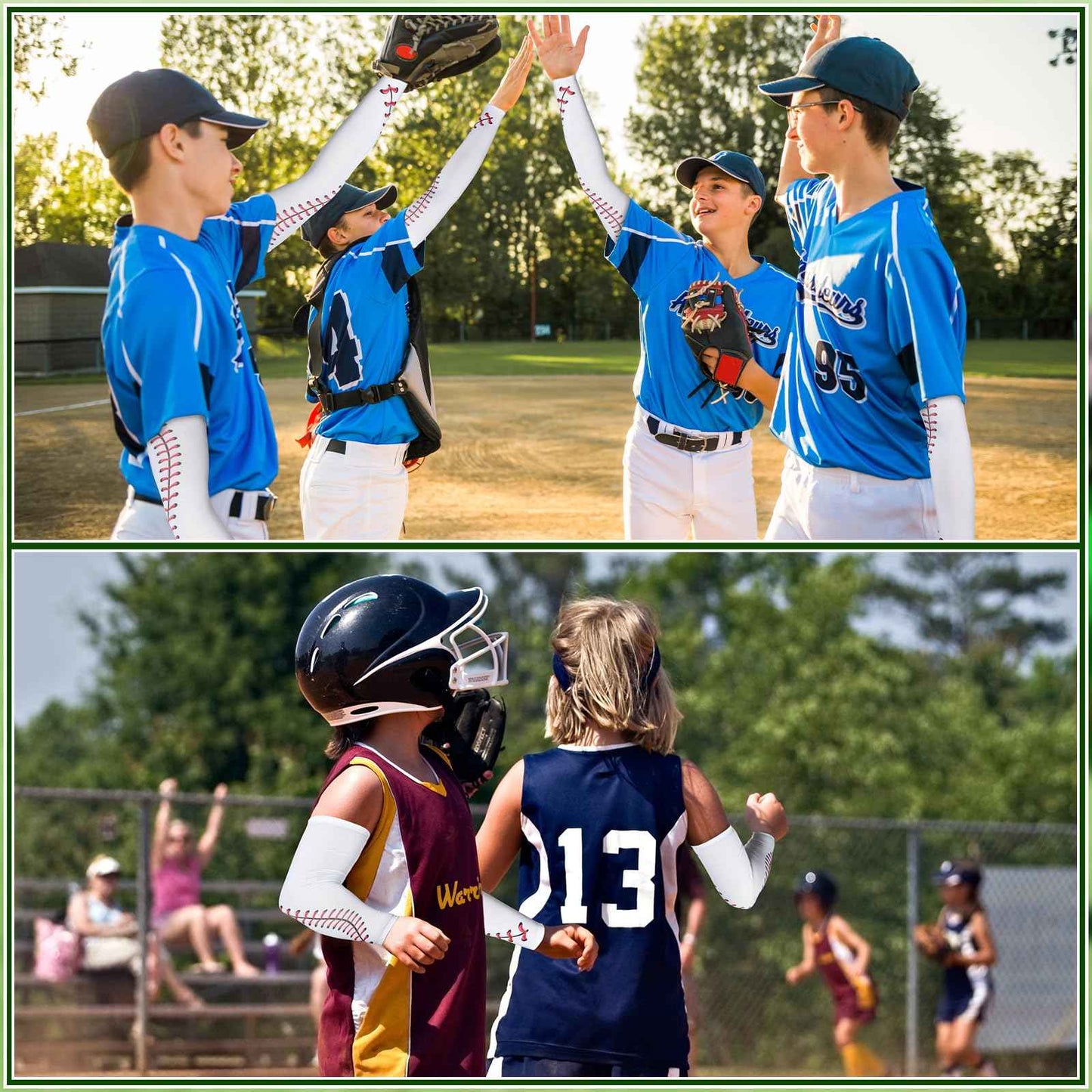 Cozypower 12 Pairs Baseball Sleeves for Youth Boys Sports Arm Softball Compression Kids Arm Sleeves for Sun Protection(YM,White)