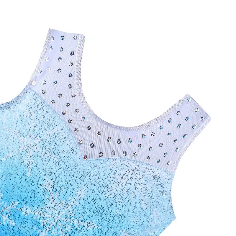 BAOHULU Gymnastics Leotards for Girls Kids Sparkle Tank Biketards with Shorts Dance Outfit B169_BlueSnowflake_110