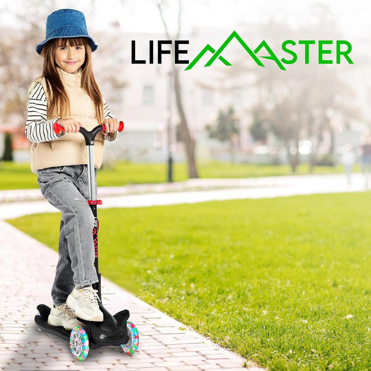 Skiennix 3-Wheel Scooter for Kids - Foldable Seat, Adjustable Handlebar, LED Wheels | Ages 2+