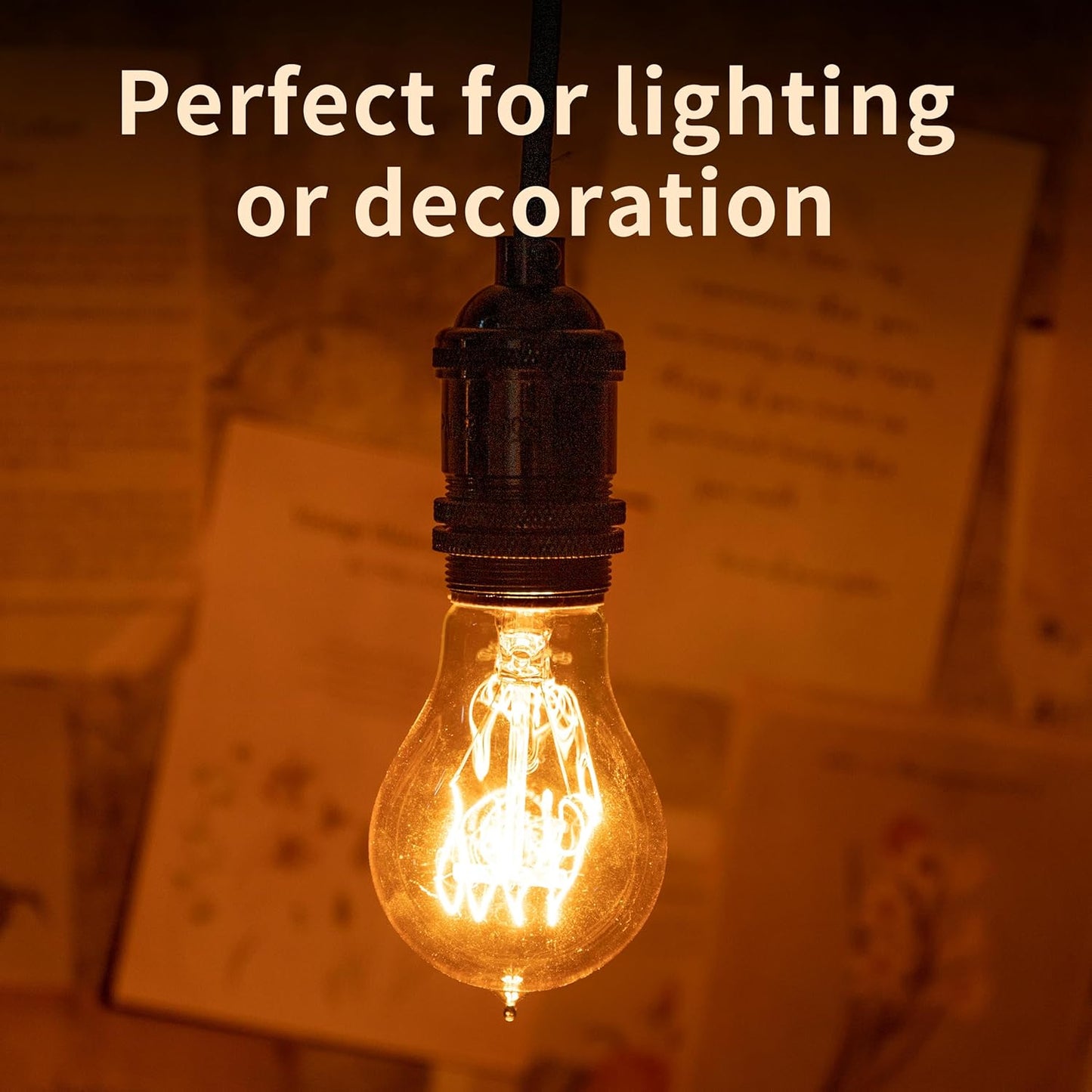60W Vintage Edison Light Bulbs - A19/A60 Soft Amber Dimmable Bulbs, 12 Pack