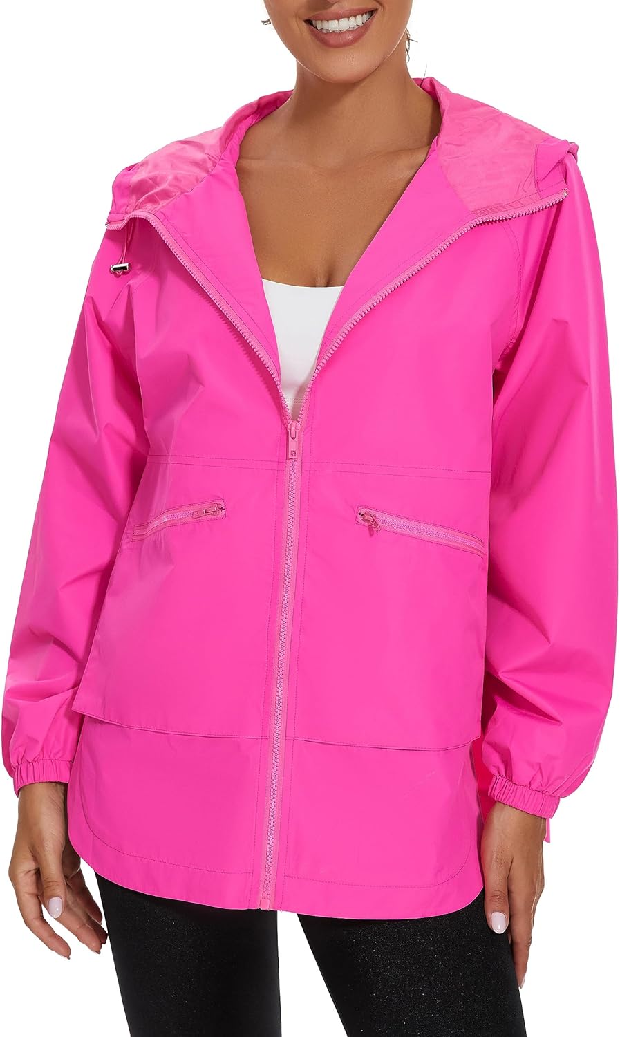 PESION Women's Waterproof Raincoat - Lightweight Hooded Windbreaker Jacket with Pockets | Ideal for Outdoor Use
