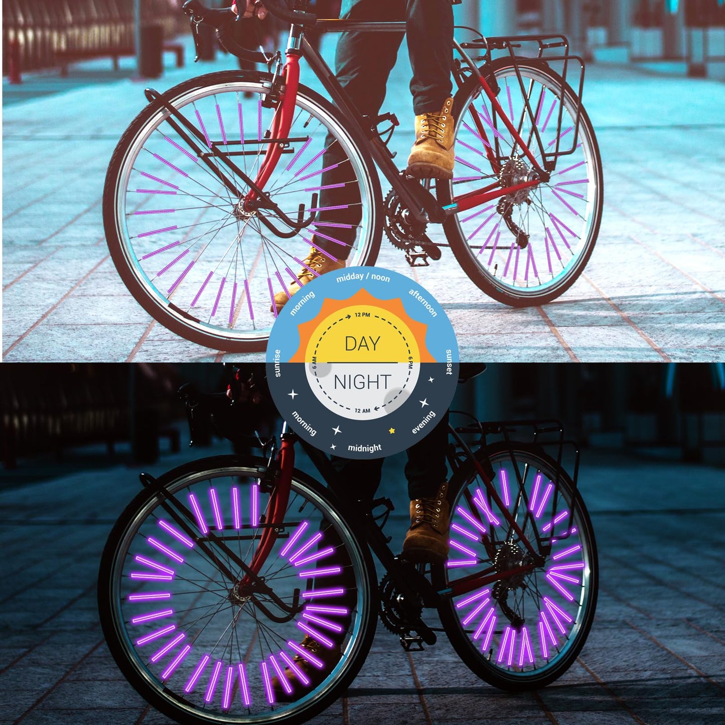 36Pcs Reflective Spoke Covers for Bicycle, 360° Visibility 2.9Inch Bike Spoke Reflectors for Night Riding, Bike Wheel Reflector Tube Reflective Spokes Skins Wheel Decoration Reflectors （Purple）