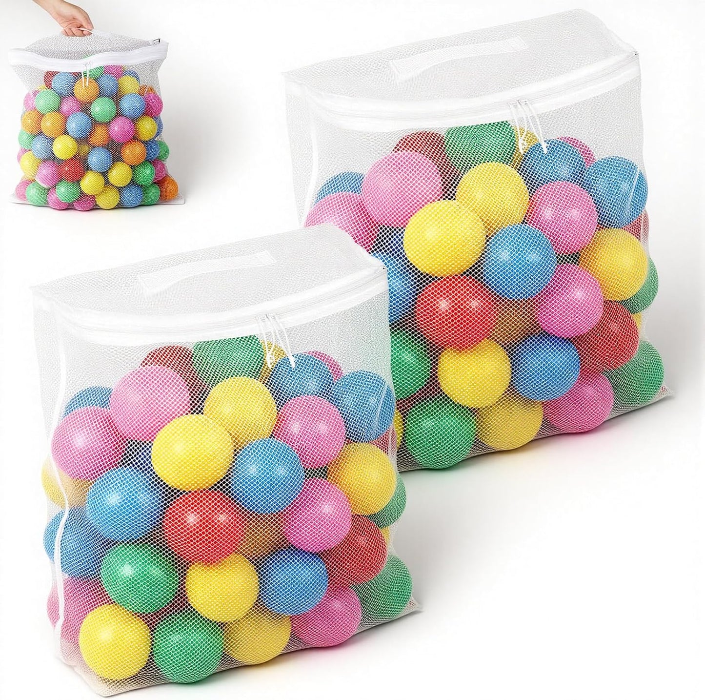 Molain Mesh Ball Pit Balls Storage Bag - Durable Nylon Organizer for Playpen | 16.5 x 8.3 x 14.6 Inches