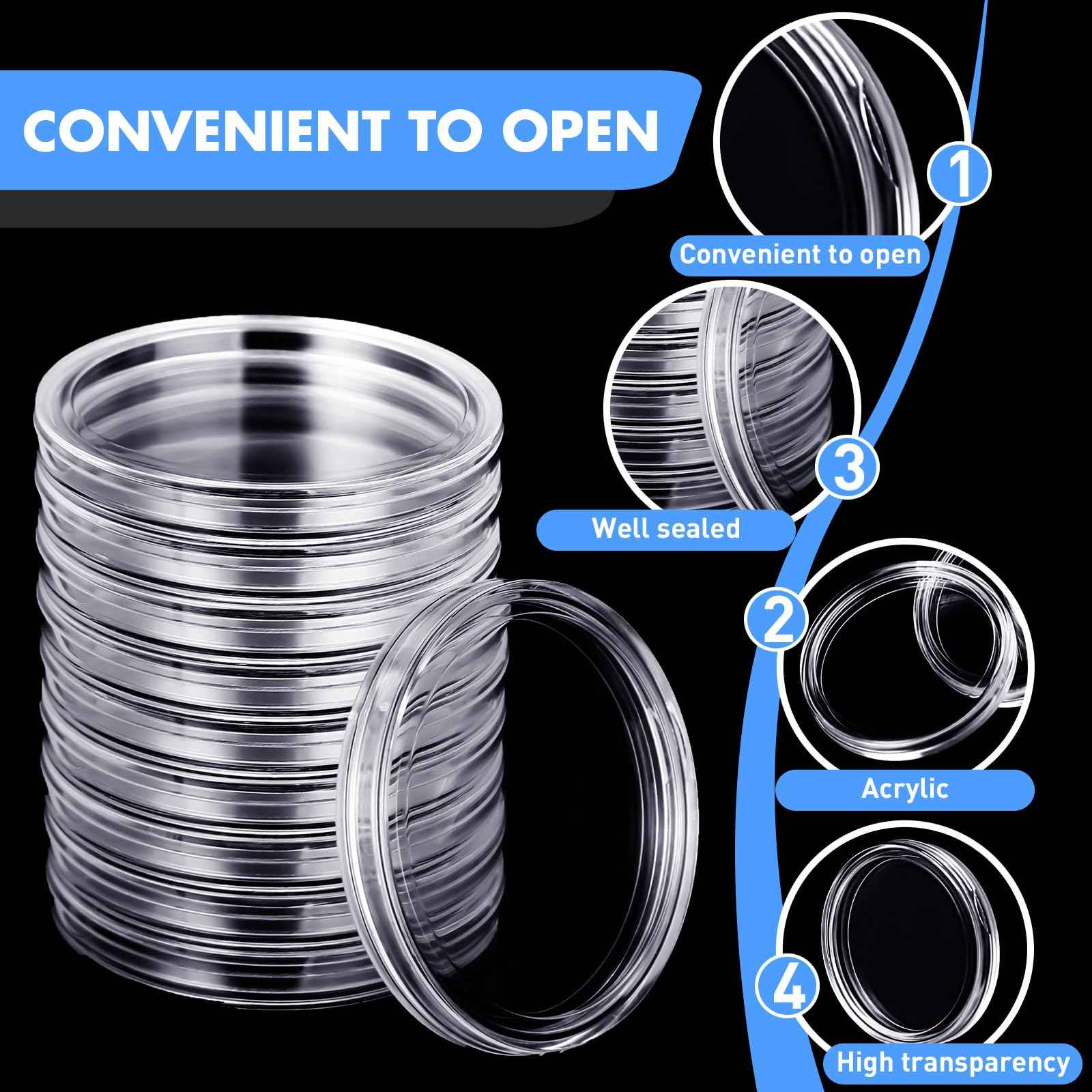 Silver Dollar Coin Case Holder for Collectors 40.6mm Silver Bar Plastic Round Coin Capsules Covers with Storage Organizer Box for Silver Bar Coin Collection Supplies (300)