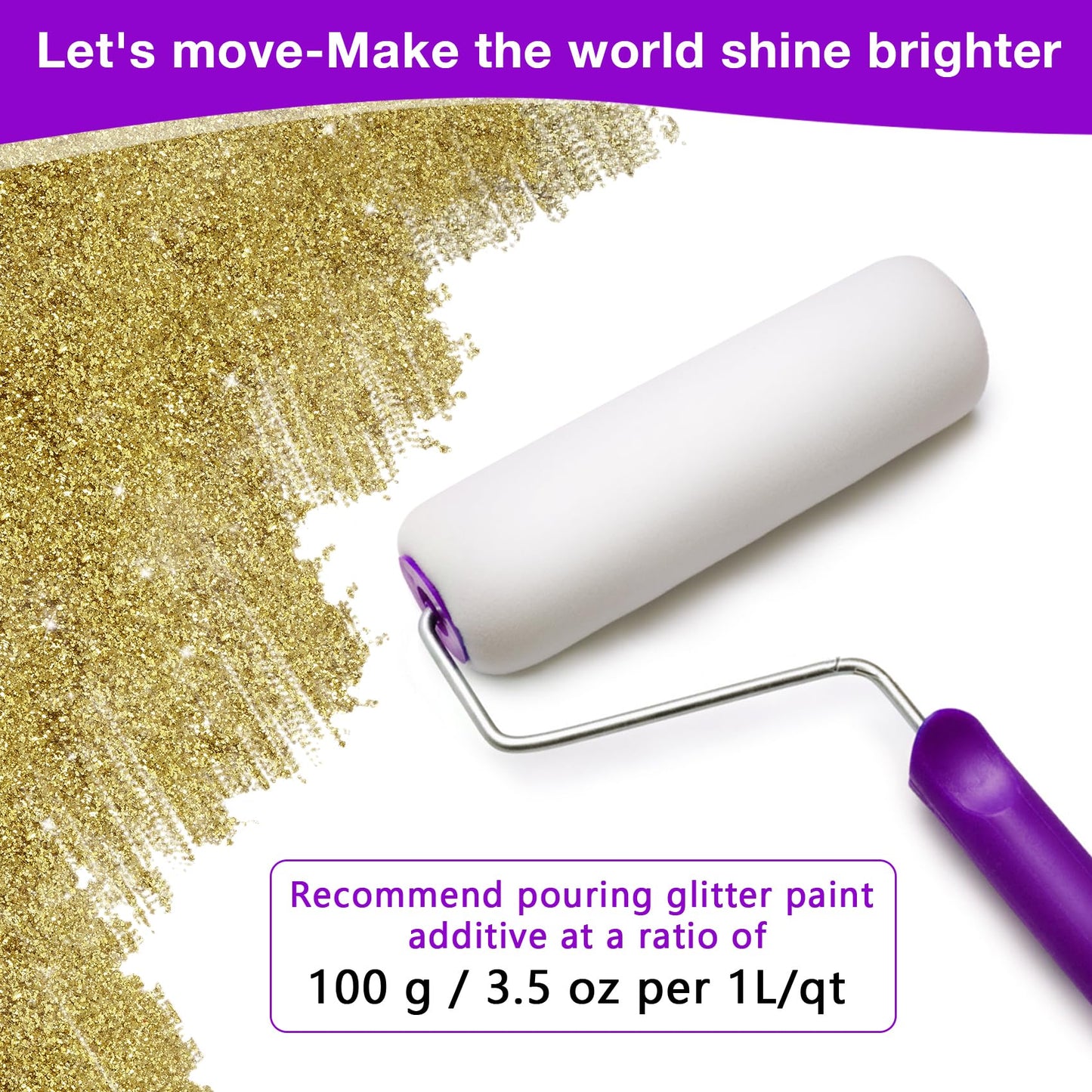 TORC Gold Glitter Paint Additive - Multi-Size Glitter Powder for Acrylic Paint, Walls, Wood Furniture & Crafts (200g/7oz) - Interior/Exterior Use on All Finishes