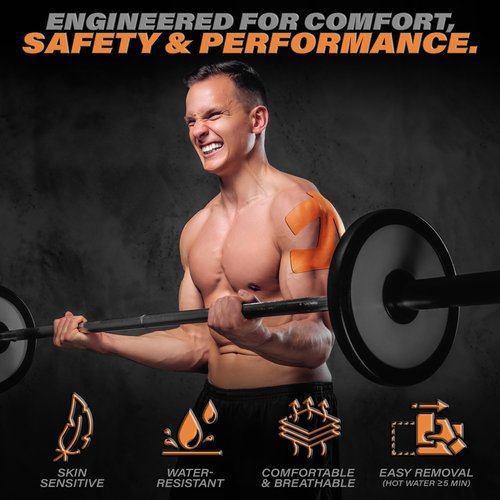 Kinesiology Tape for Shoulder | 15 Precut Strips + 2 Free Test Patches for Pain Relief, Muscle Support & Rotator Cuff | Waterproof, Sweatproof, Breathable, Long Lasting Grip