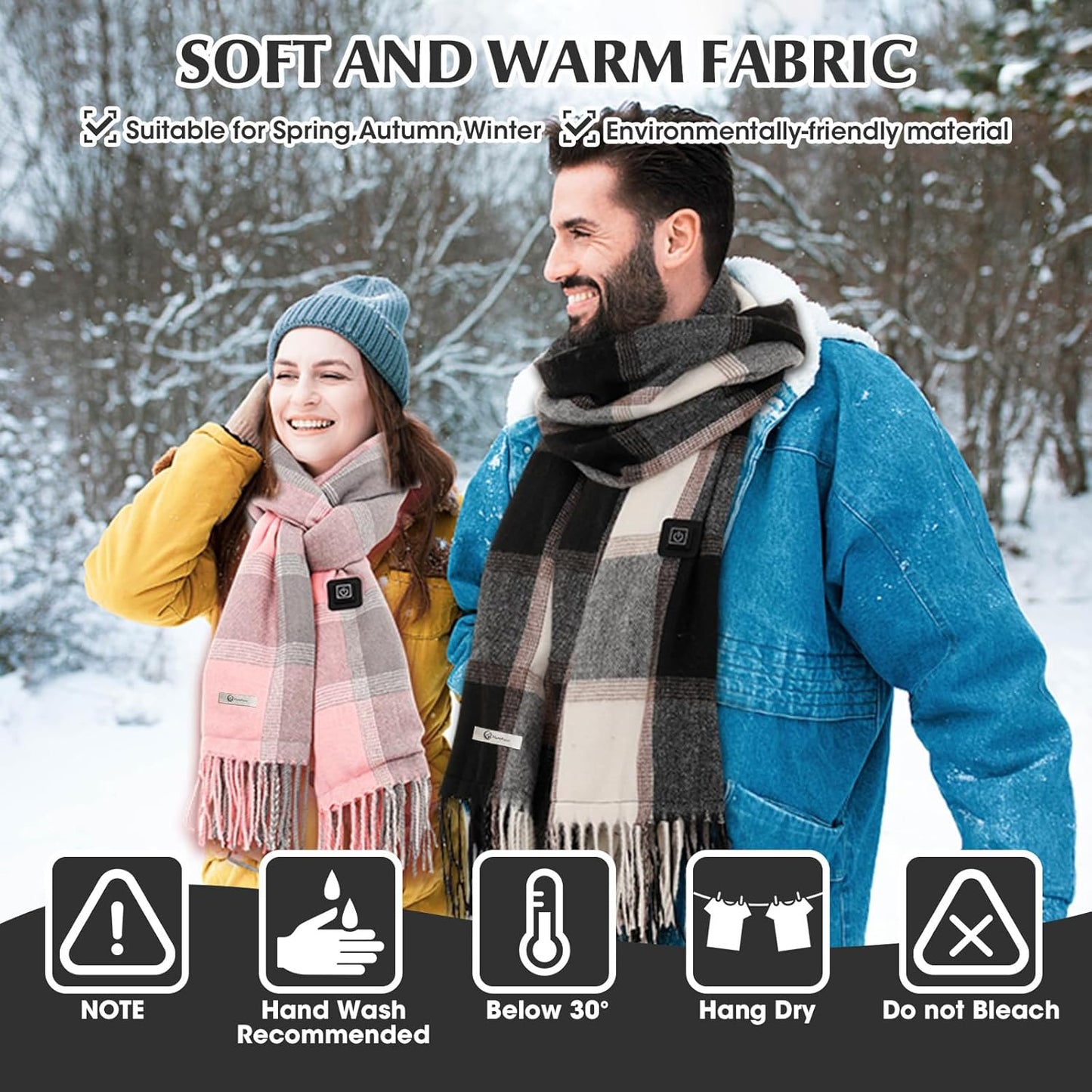 Skiennix Heated Scarf - Rechargeable Neck Warmer for Women & Men | Intelligent Electric Heating, Winter Essential
