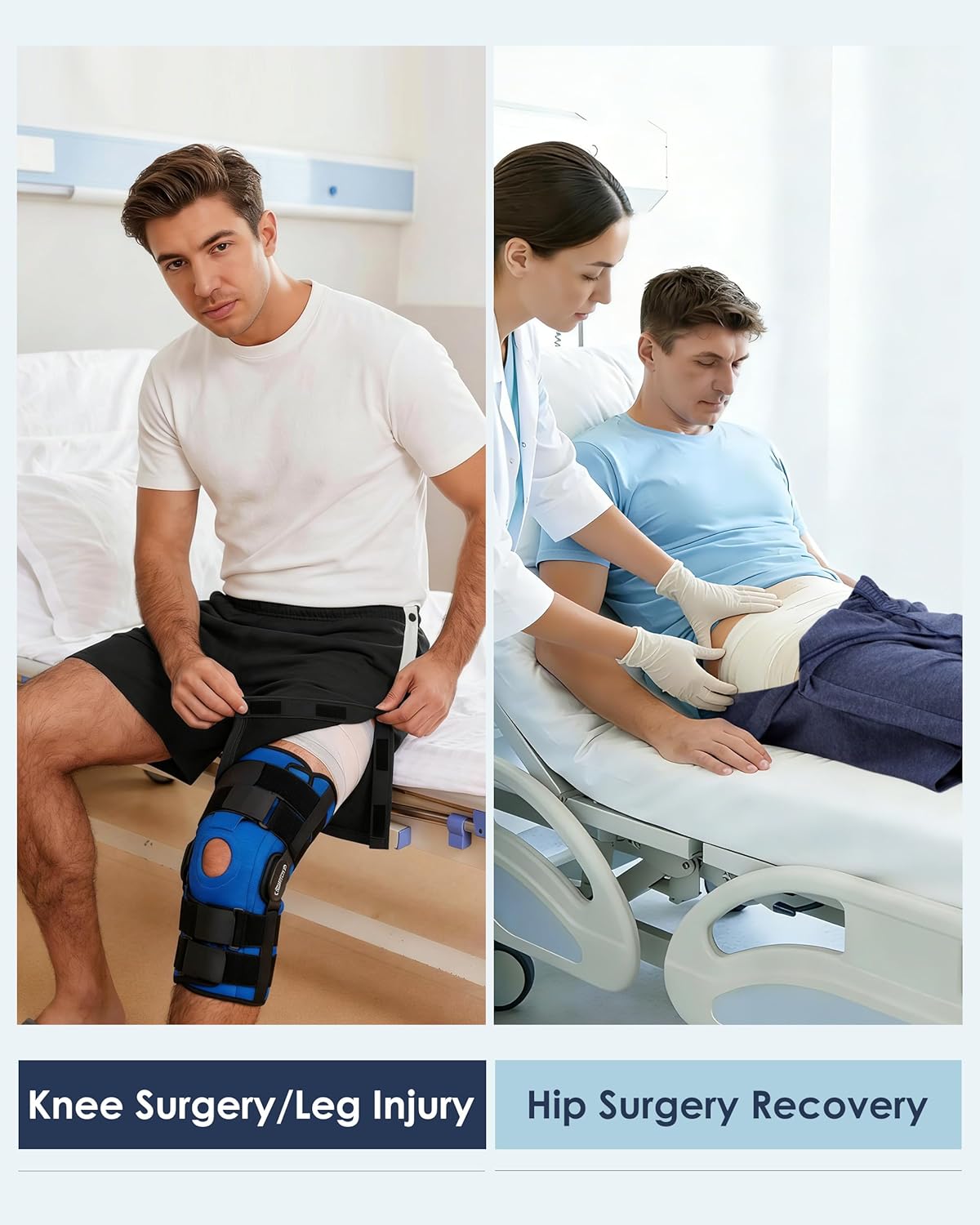 Skiennix Men's Tear Away Shorts - 8" Cotton Snap Pants with Deep Pockets for Hip/Knee Surgery Recovery