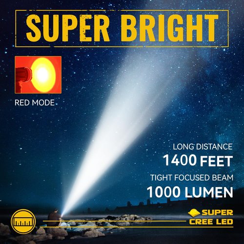 Durapower Rechargeable Spotlight, IP68 Waterproof Super Bright Handheld Spotlight, High Lumen LED Portable Spot Flashlight for Marine Boat Hunting Camping