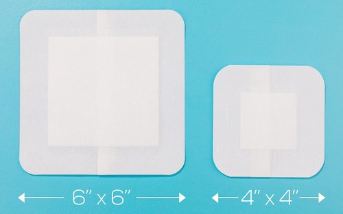 GauzeCare Island Dressing 6x6 (inch) 25 Pcs| Individually Packed Sterile Bordered Dressing | 4x4 Non-Stick Pad in Center with Acrylic Adhesive Borders| Water-Resistant Adhesive Pads for Wound Care