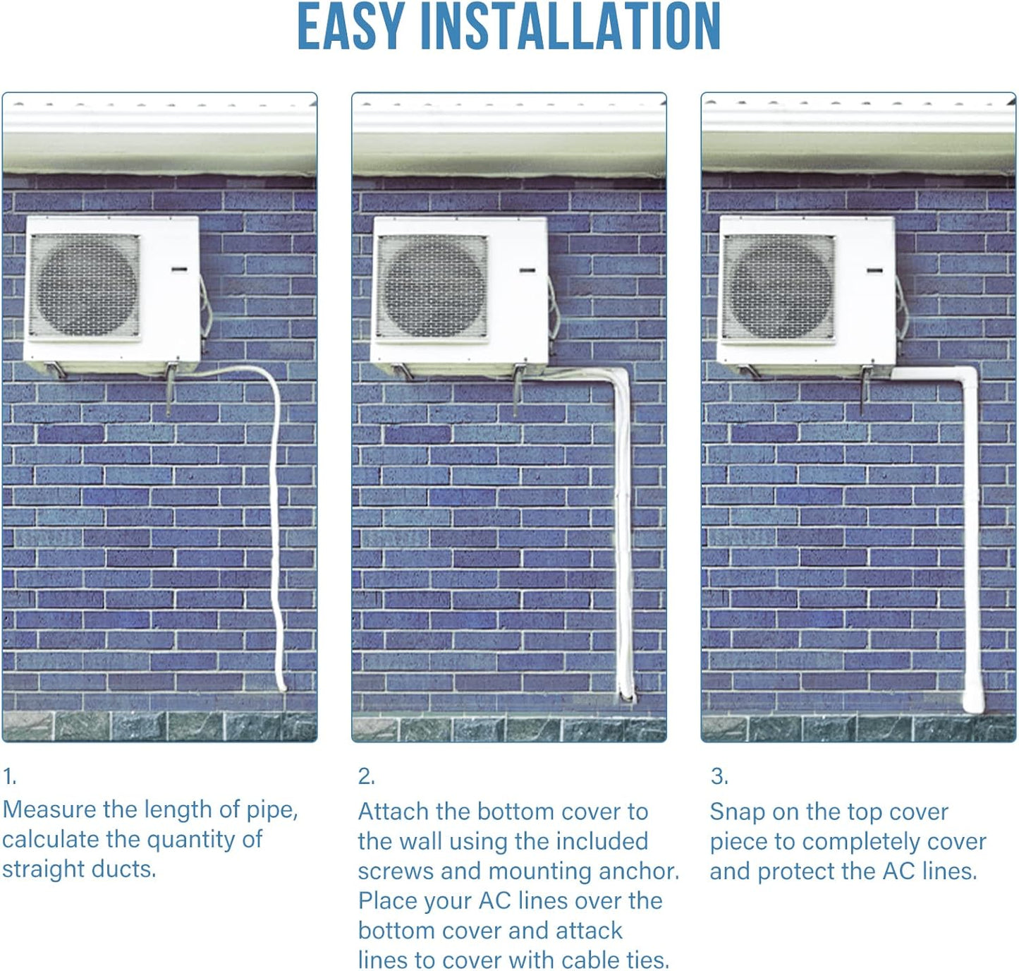 HOXHA 10Ft Mini Split Line Set Cover Kit for Air Conditioners & Heat Pumps - Decorative PVC Slim Design